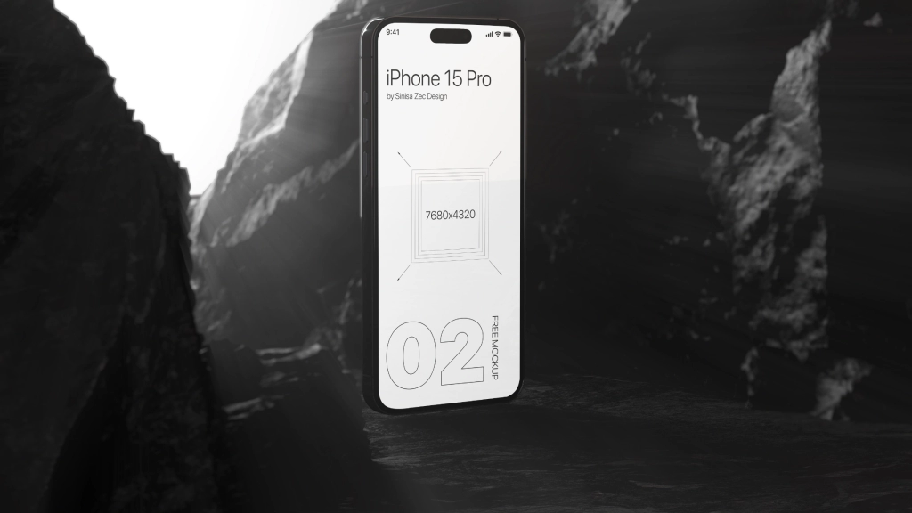 Realistic iPhone 15 Pro Free Photoshop Mockup HQ 8K Resolution
